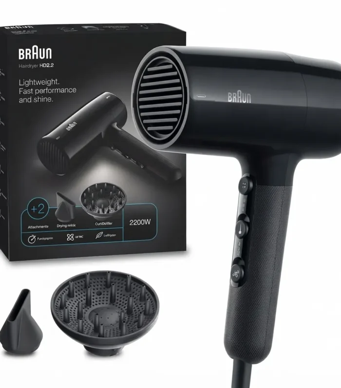 Braun HD225SDE Hair Dryer 2200W | With Styling Attachments